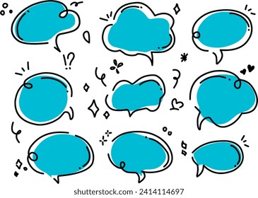 hand drawn illustration set of speech bubbles.