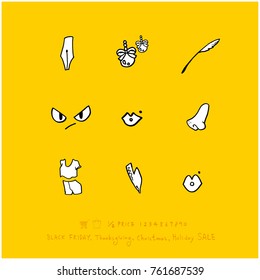 Hand drawn illustration set - vector