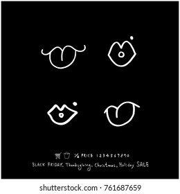 Hand drawn illustration set - vector