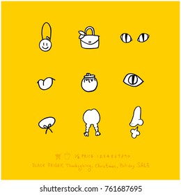 Hand drawn illustration set - vector