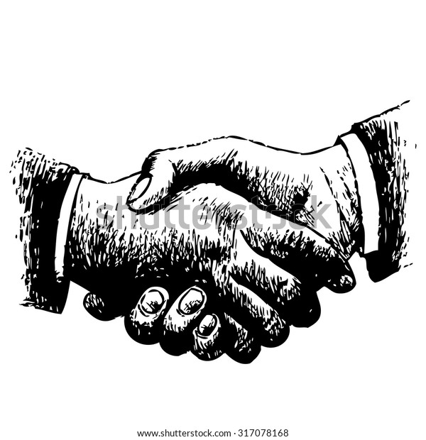 Hand Drawn Illustration Shaking Hands Stock Vector 