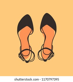 Hand drawn illustration Shoes. Creative ink art work. Actual vector drawing. Artistic isolated Halloween object
