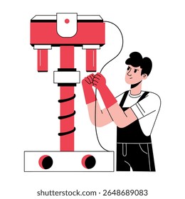Uma ilustração desenhada à mão mostrando a máquina emperrada 
