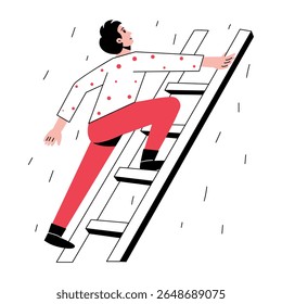 Uma ilustração desenhada à mão mostrando uma escada molhada 
