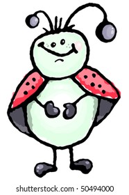 hand drawn illustration of a silly ladybug