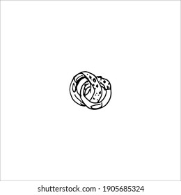 Hand gezeichnete Illustration, silberne runde Ohrringe einzeln auf weißem Hintergrund. Minimalismus. Vektorgrafik-Illustration.