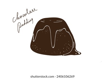 Hand drawn illustration of simple chocolate pudding