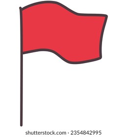 Hand drawn illustration of a simple deformed red flag