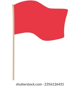 Hand drawn illustration of a simple deformed red flag