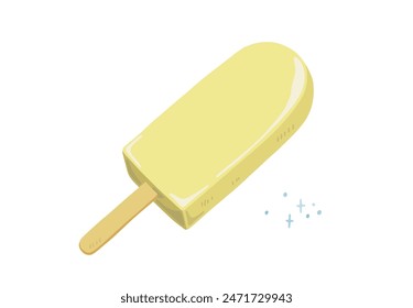 Hand drawn illustration of simple vanilla flavored ice cream bar