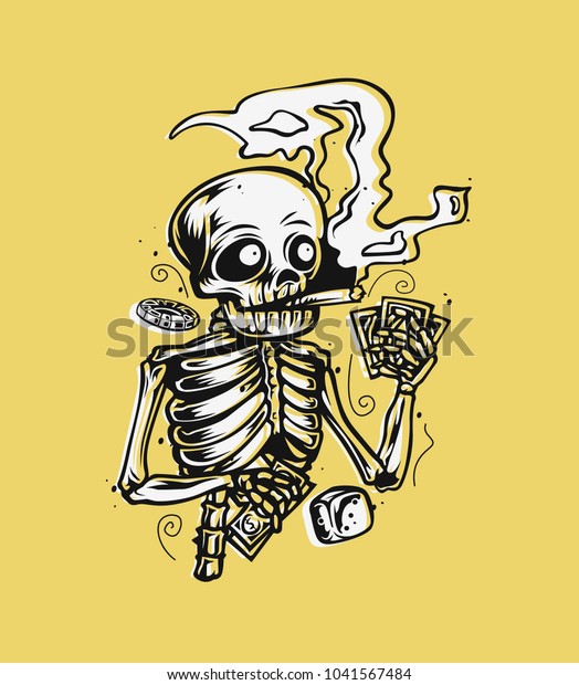 Hand Drawn Illustration Skeleton Posing Tshirt Stock Vector (Royalty ...