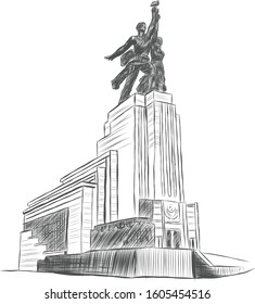 Hand drawn illustration sketches in Moscow building vector