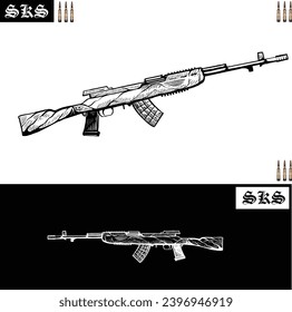 Ilustración de mano de armas de tipo SKS