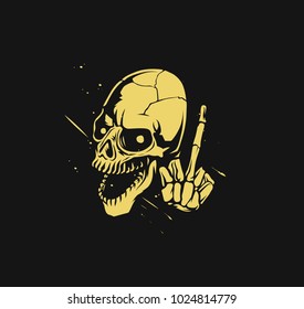 Hand drawn illustration of skull, posing, vector illustration