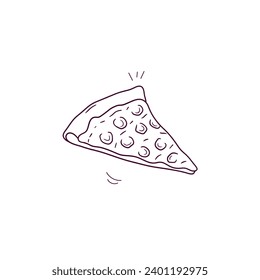 Hand Drawn illustration of sliced pizza icon. Doodle Vector Sketch Illustration