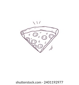 Hand Drawn illustration of sliced pizza icon. Doodle Vector Sketch Illustration