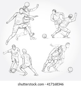 hand drawn illustration of soccer player. soccer vector illustration