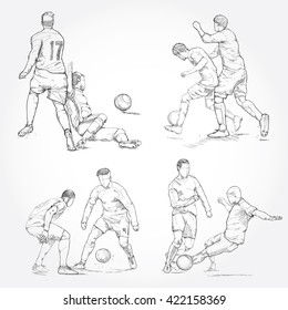 hand drawn illustration of soccer player. soccer vector illustration