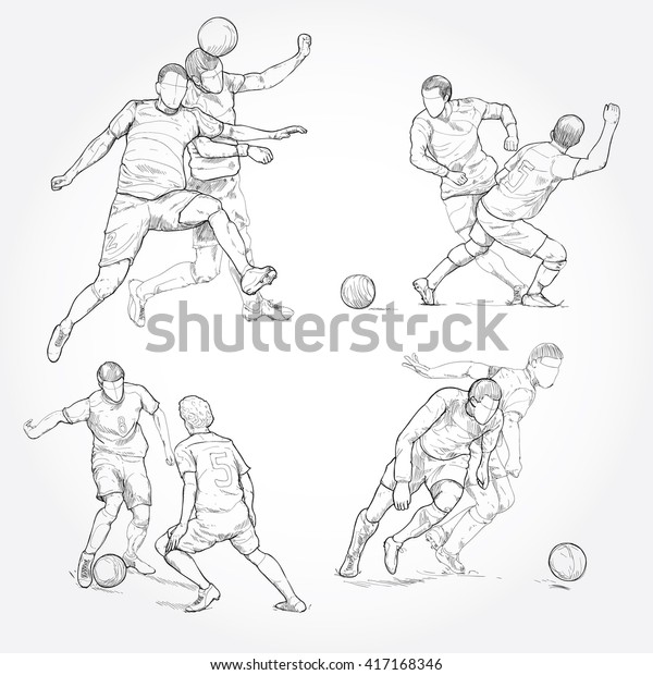 hand drawn illustration of soccer player.\
soccer vector\
illustration