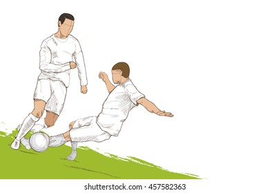 hand drawn illustration of soccer vector with space for text. soccer background.