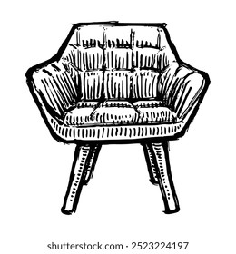 Hand drawn illustration Sofa, interior furniture