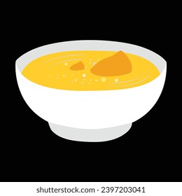 Hand drawn illustration of soup, bowl of soup.