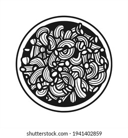 hand drawn illustration of a spaghetti. vector, icon