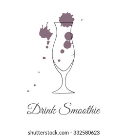 Hand drawn illustration with splashes of juice. Fresh beverage for healthy life. Drink smoothie.