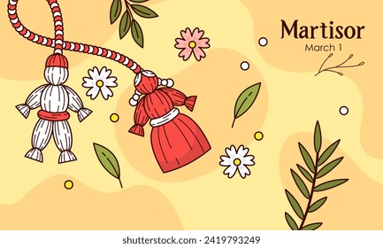 Hand Drawn Illustration of Spring Symbols Martisor