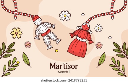 Hand Drawn Illustration of Spring Symbols Martisor