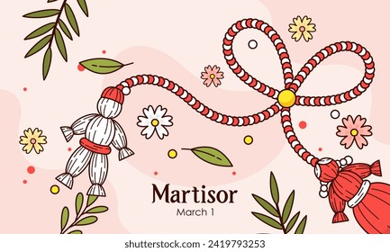 Hand Drawn Illustration of Spring Symbols Martisor