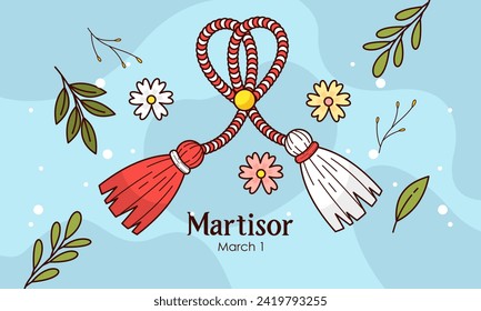 Hand Drawn Illustration of Spring Symbols Martisor