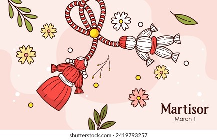 Hand Drawn Illustration of Spring Symbols Martisor