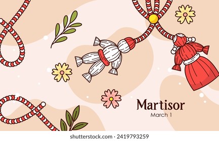 Hand Drawn Illustration of Spring Symbols Martisor