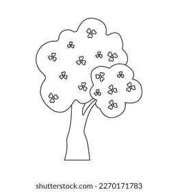 Hand drawn illustration spring tree. Isolated on white background