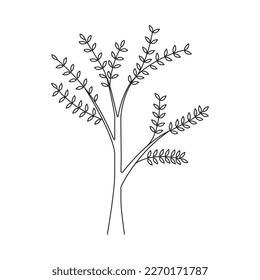 Hand drawn illustration spring tree. Isolated on white background