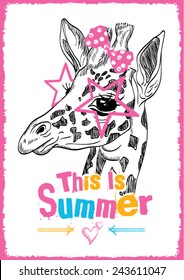 Hand drawn Illustration of Star Giraffe