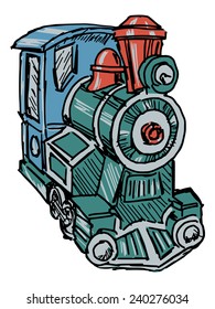 hand drawn illustration of a steam engine train