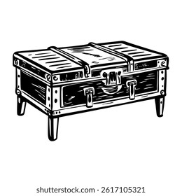 A hand drawn illustration of a steamer table 