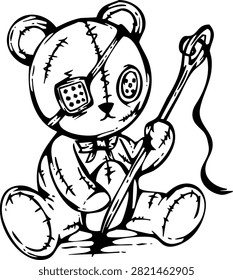 Hand drawn illustration stitched