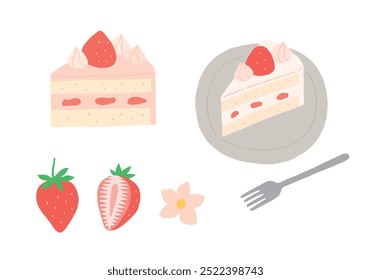 Handgezeichnete Illustration von Erdbeere und Shortcake