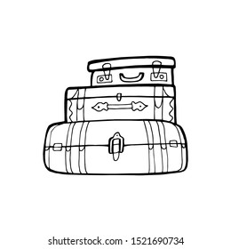 Hand drawn illustration of suitcase. EPS 10. No transparency. No gradients. Perfect for greetings, invitations, manufacture wrapping paper, textile, web design.
