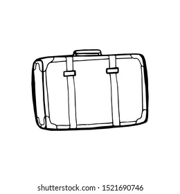 Hand drawn illustration of suitcase. EPS 10. No transparency. No gradients. Perfect for greetings, invitations, manufacture wrapping paper, textile, web design.