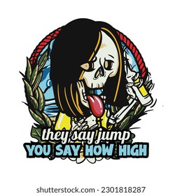 hand drawn illustration of Summer skull in a beach. vector for t-shirt and sticker design with fun holiday vibe