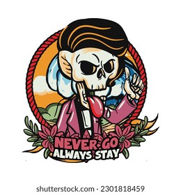 hand drawn illustration of Summer skull in a beach. vector for t-shirt and sticker design with fun holiday vibe