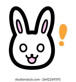 Dibujado a mano ilustración de un personaje de conejo sorprendido.