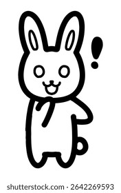 Hand drawn illustration of a surprised rabbit character.