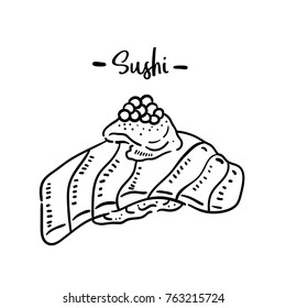 Hand drawn illustration of Sushi.