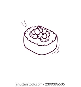 Hand Drawn illustration of sushi icon. Doodle Vector Sketch Illustration