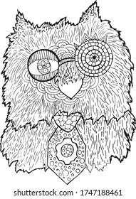 Hand drawn illustration of the techno owl